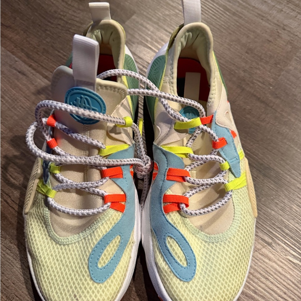 Nike Multicolor Kids Sneakers — Cream, Blue, Neon Yellow & Orange